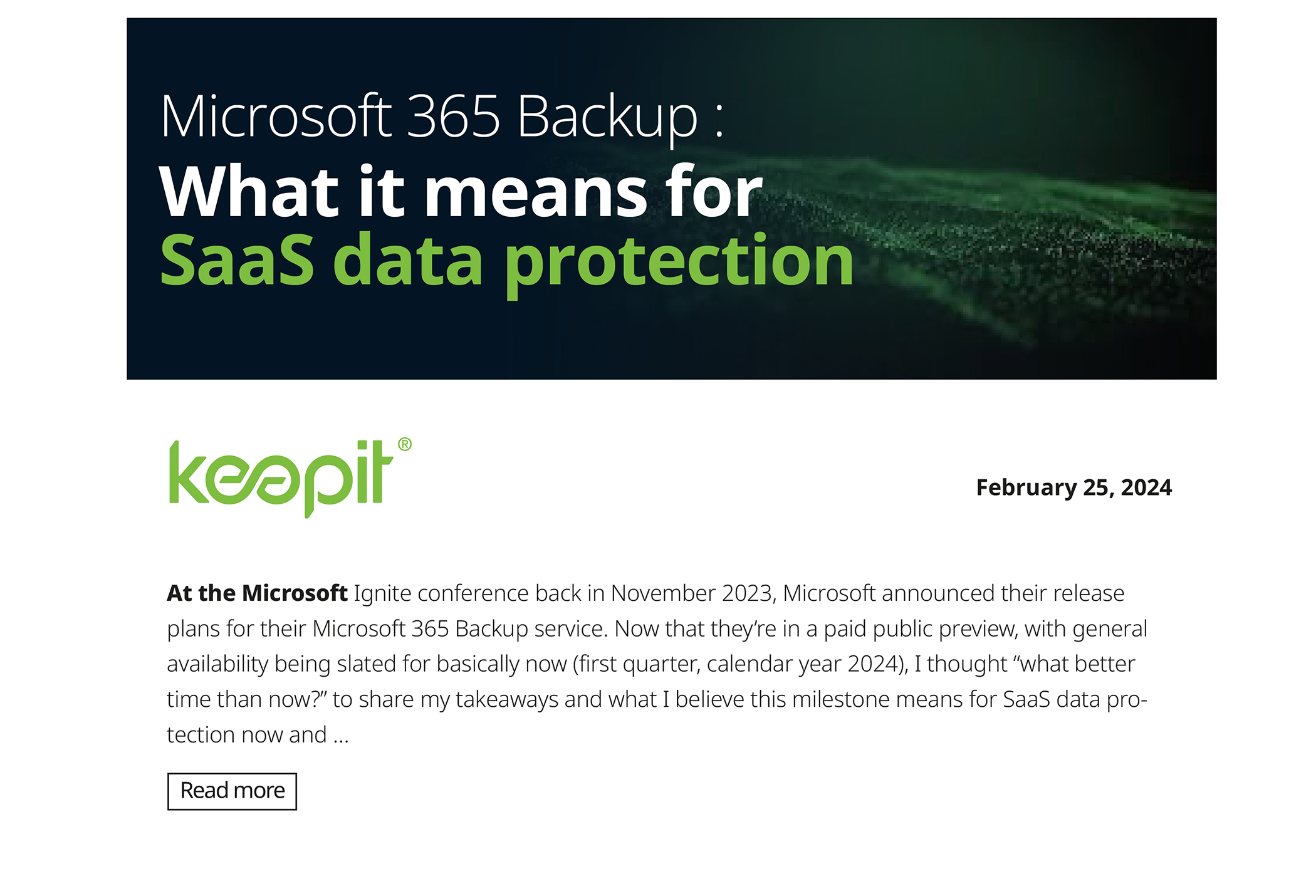 Microsoft 365 Backup: What it means for SaaS data protection