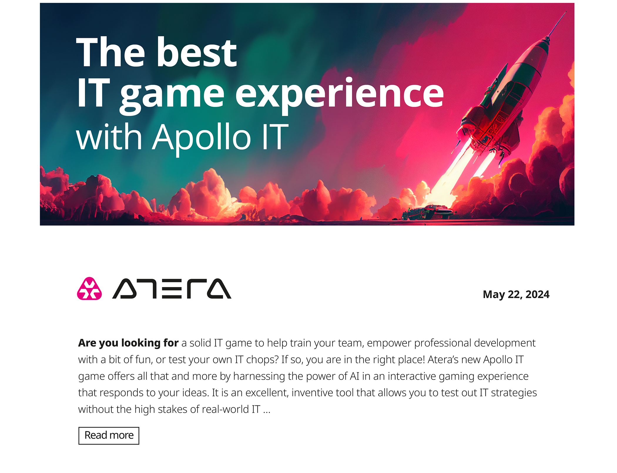The best IT game experience with Apollo IT